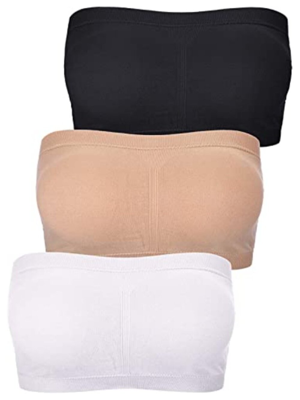 Seamless Strapless Bandeau Bra with Removable Pads, Wire Free, Nylon & Spandex